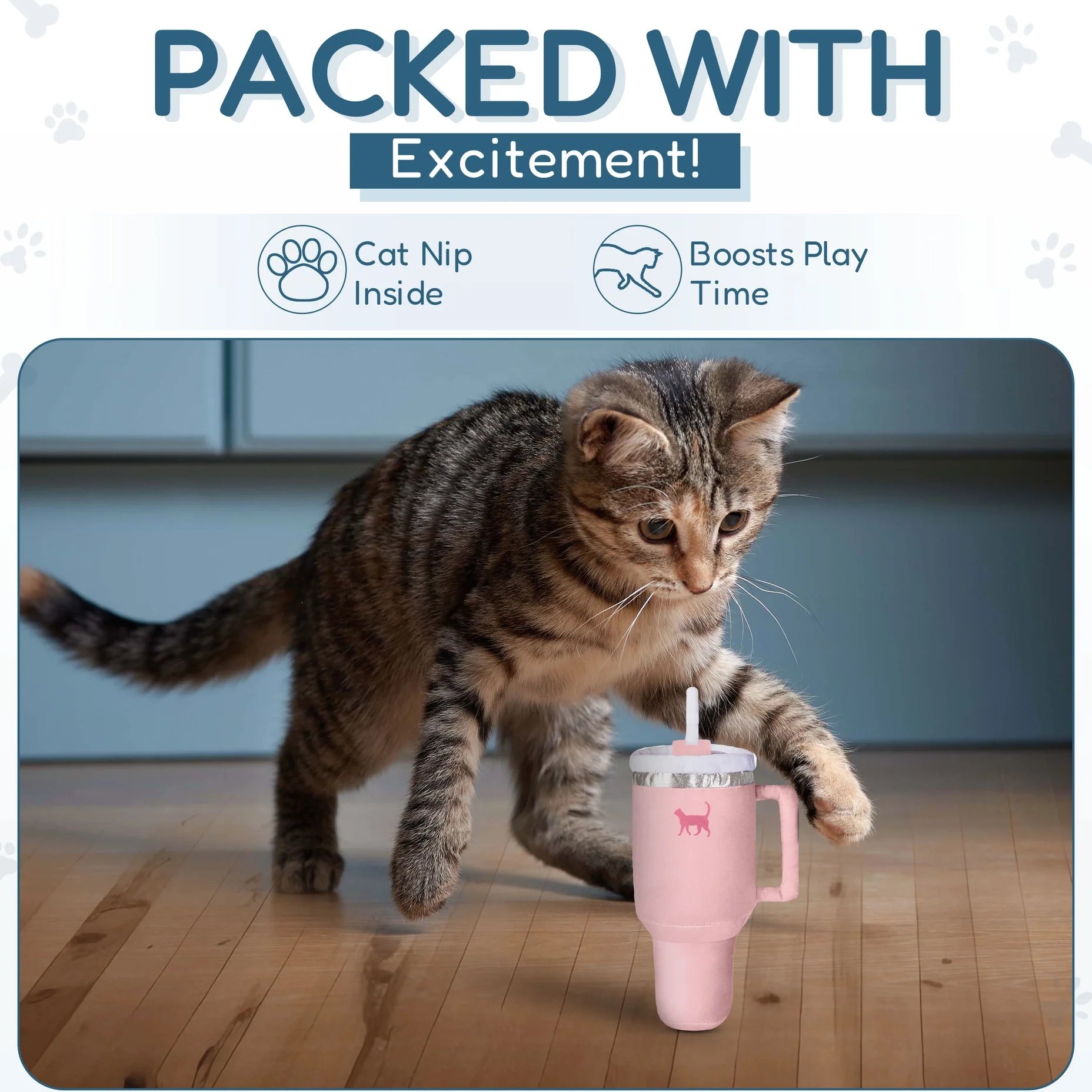 Kitty Cup Cat Tumbler Toy with Catnip & Crinkle Paper by PUPROAR - Image 3
