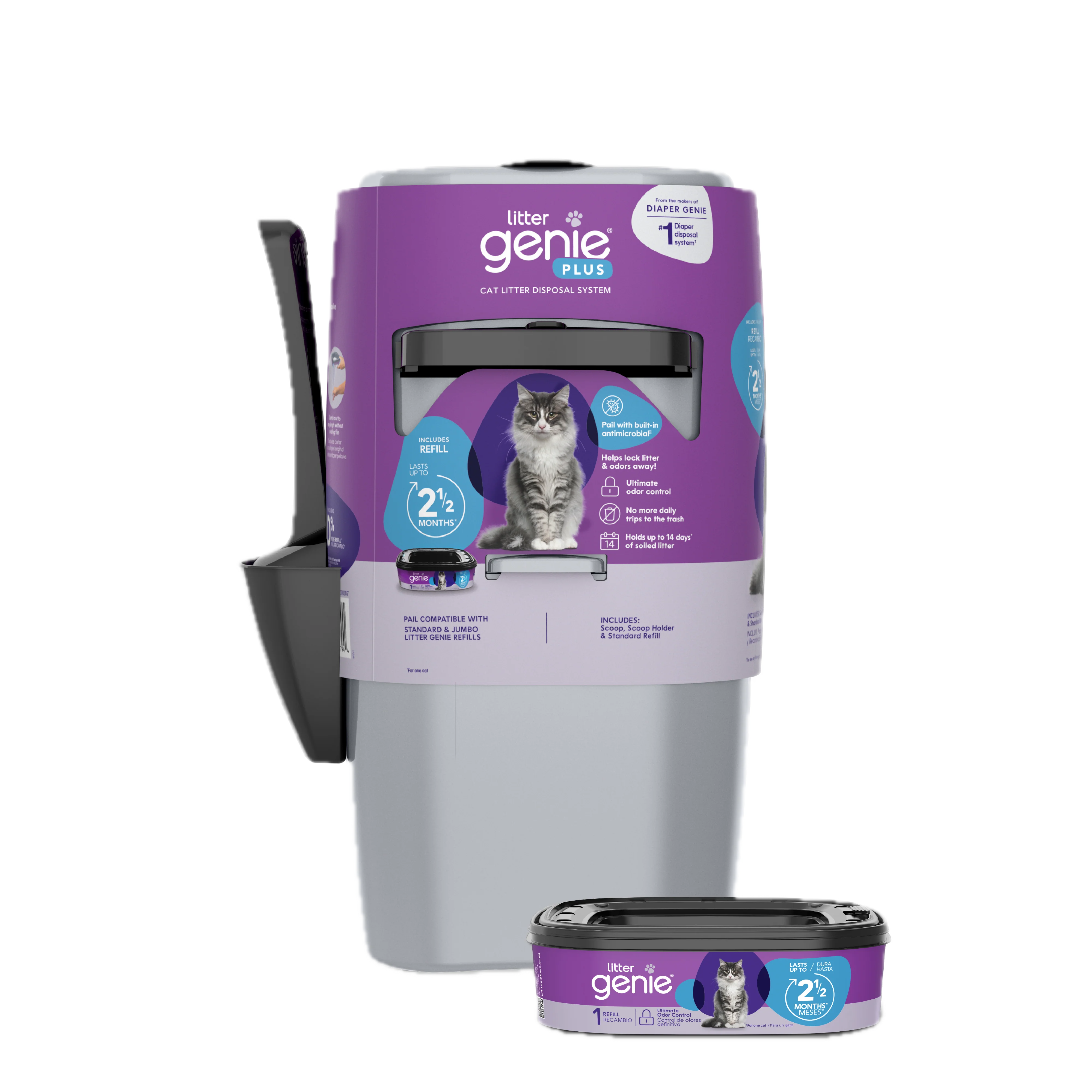 Litter Genie Plus Ultimate Cat Litter Odor Control Pail - Silver - Image 8