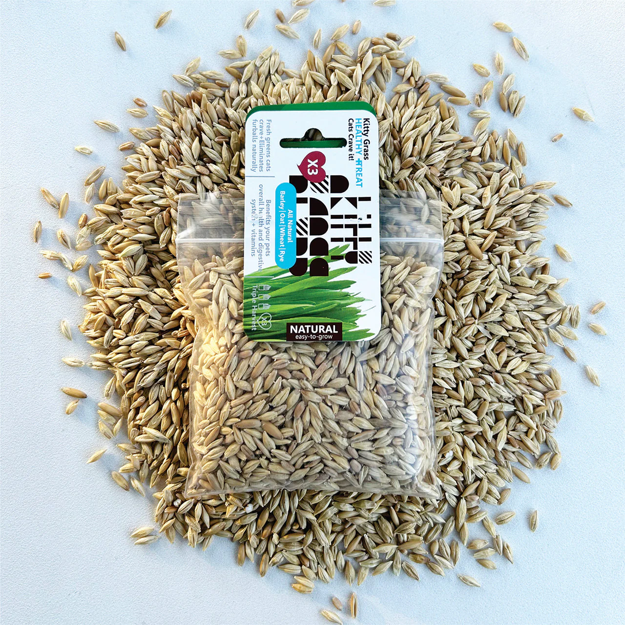 Cat Grass Seed Pack 3x (3 oz total) by Three Farms - Image 4