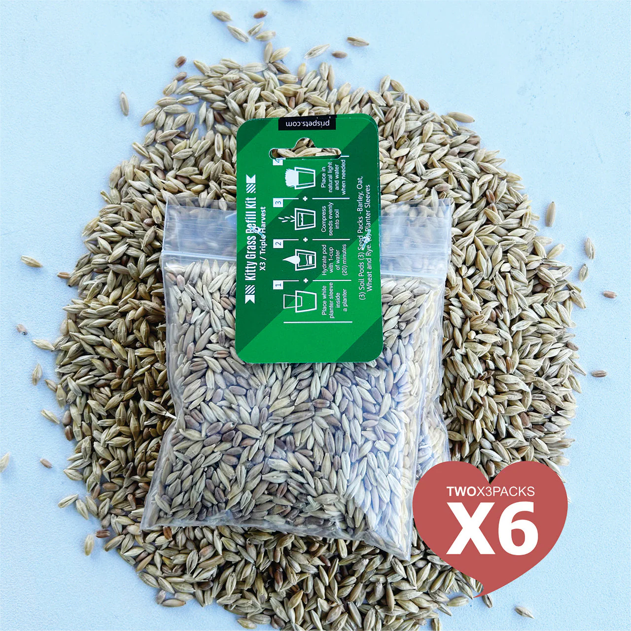 Cat Grass Seed Pack 6x (6 oz total) by Three Farms - Image 2