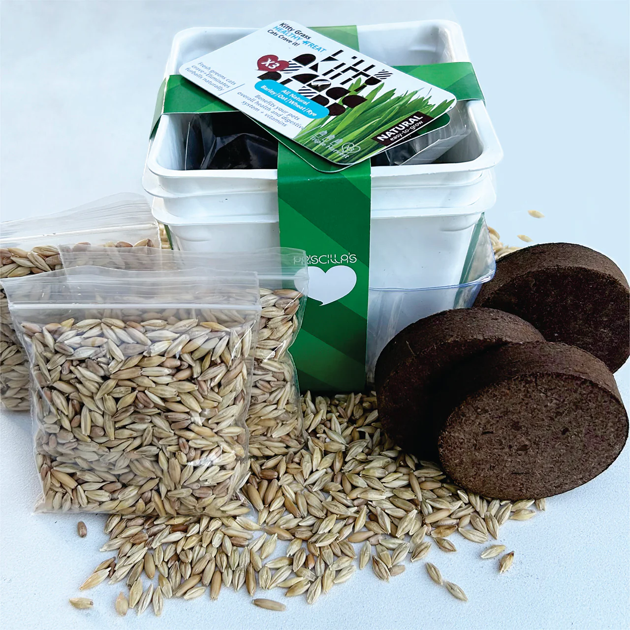 Grow Your Own Cat Grass Kits (3x) by Three Farms - Image 5