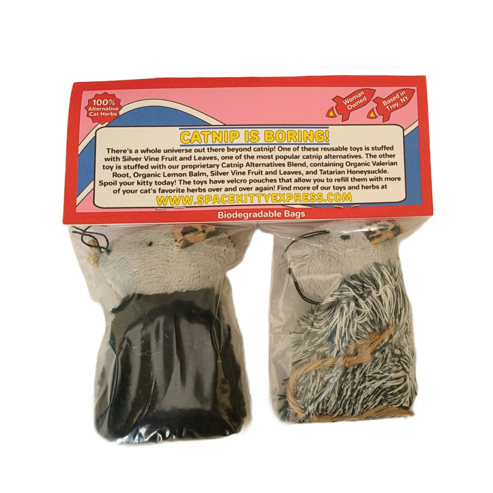 Silvervine & Catnip Alternative Blend - 2 Pack Refillable Mice (catnip free!) by Space Kitty Express - Image 5