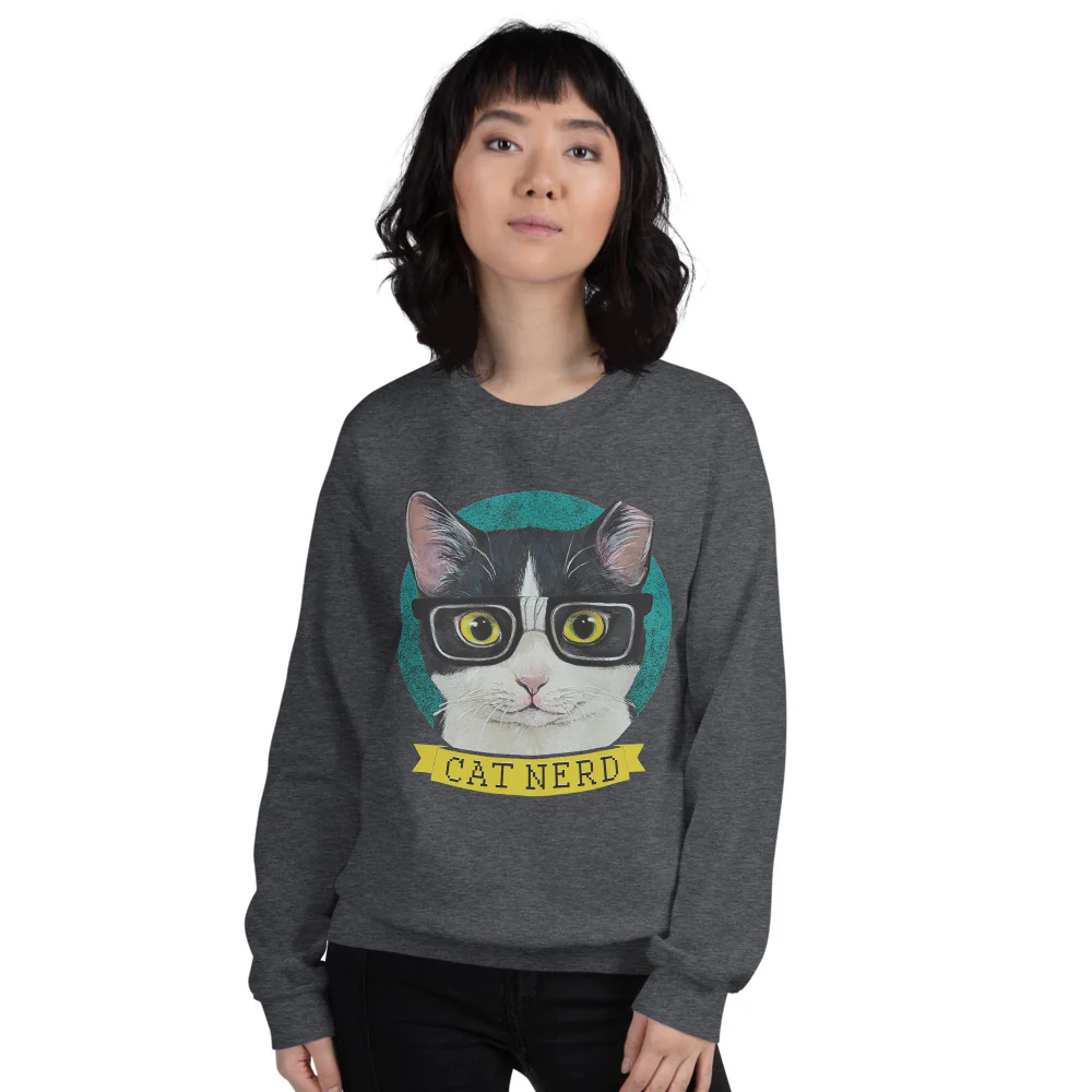 Cat Nerd Unisex Sweatshirt - Image 3