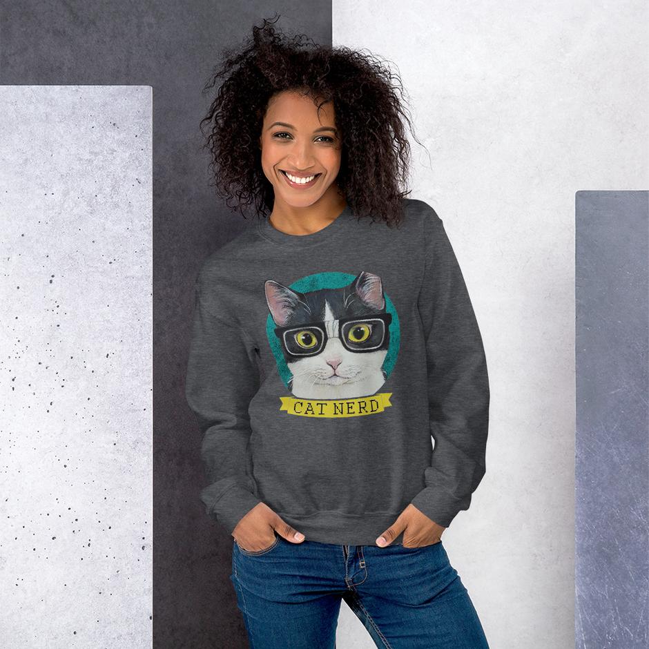 Cat Nerd Unisex Sweatshirt - Image 5